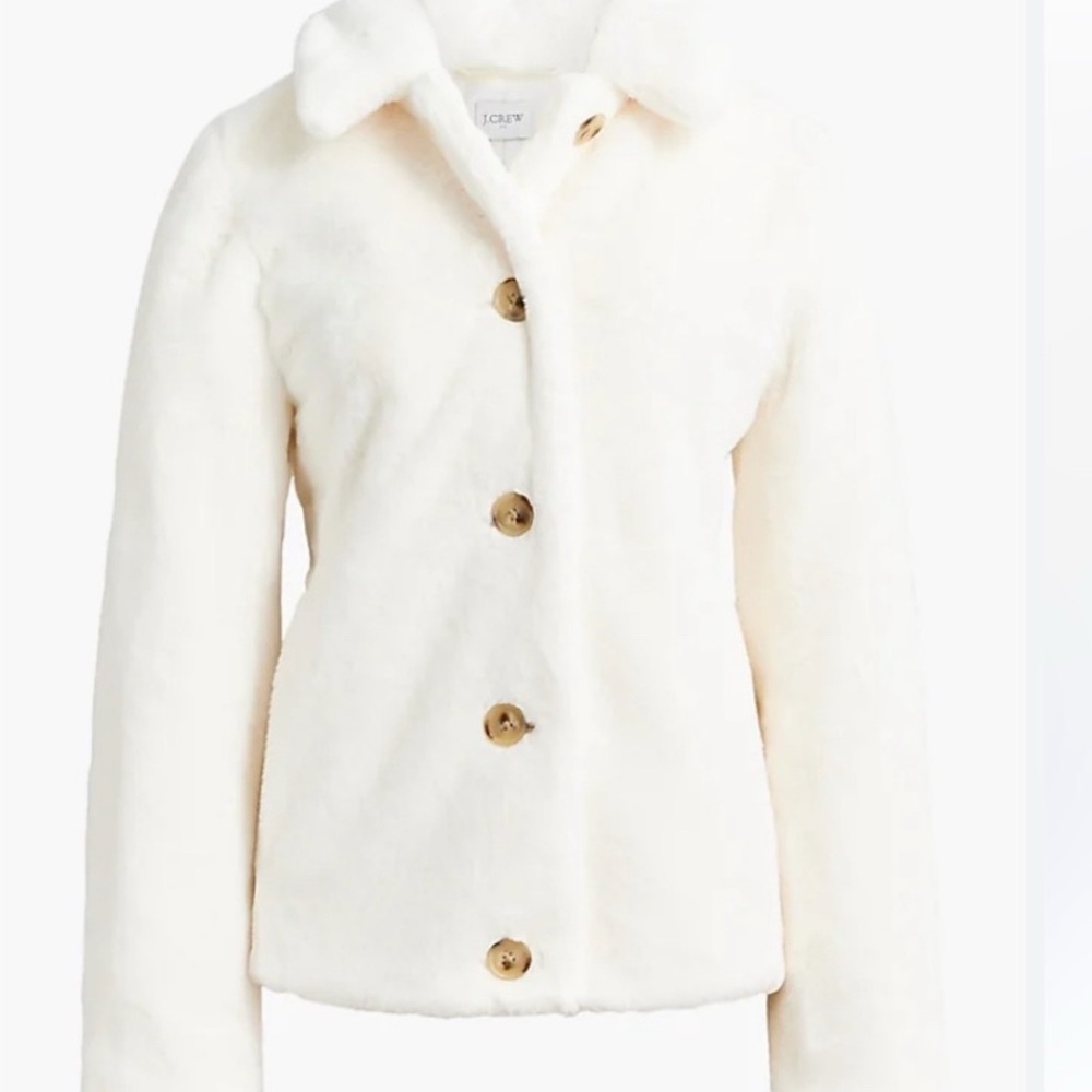 Faux Fur Jacket - ivory button up front. Size 4 never worn.